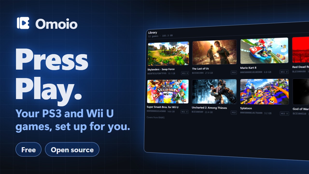 Omoio's library with twelve PS3 and Wii U games